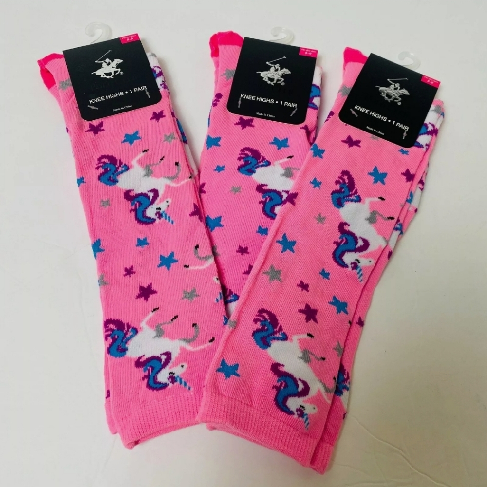 Knee Highs Unicorn Socks 5-9 (3 pair)